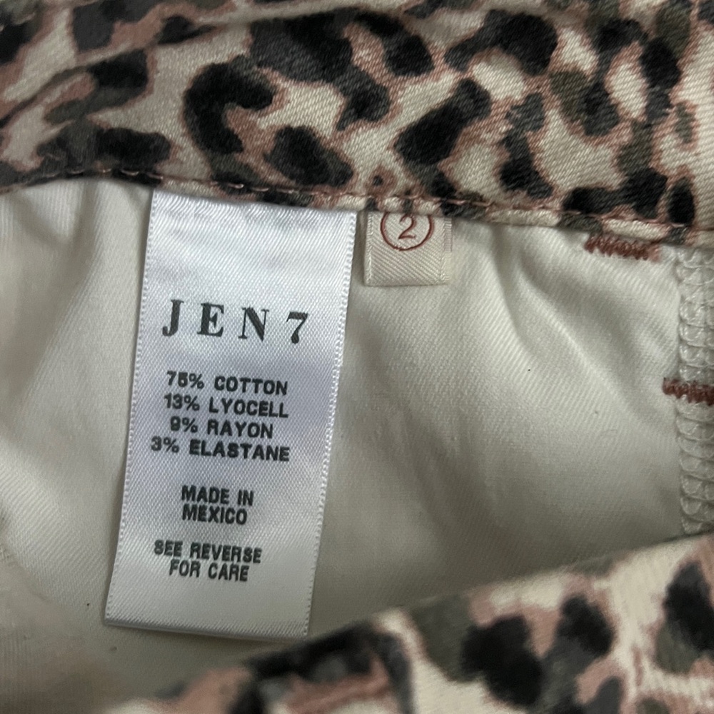 Jen 7 by 7 For All Mankind Leopard Pattern Cropped Jeans Ankle Skinny Size 2 - Picture 5 of 15